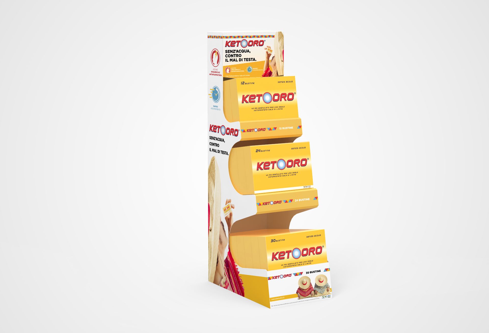 Il render 3D di espositore da banco di Keto Oro