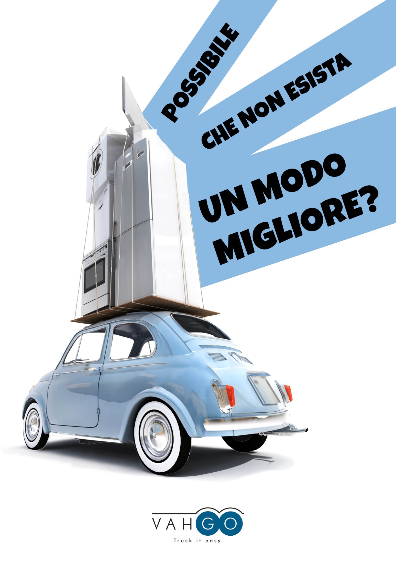 Una 500 con un sacco di roba sul tettuccio